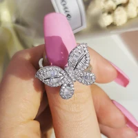 2021 new trendy butterfly 925 sterling silver fashion ring for women party gift jewelry wholesale r6134