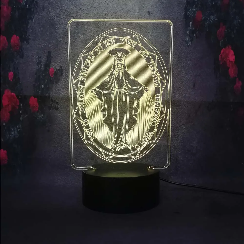 Virgin Mary 3D Led настольная лава лампа Lampara RGB зарядка 7 цветов Иллюзия сна для малышей