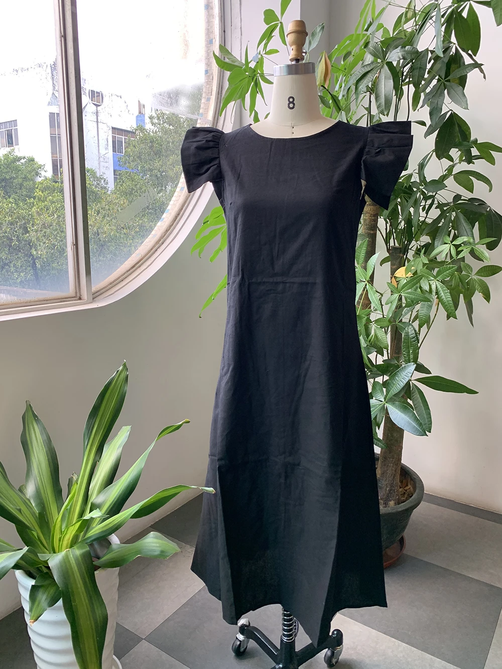 

Black Ruffles Summer Long Dress Women 2020 Korean Style Casual A Line Dress Pullover Daily Work Office Holiday Maxi Dress Robe