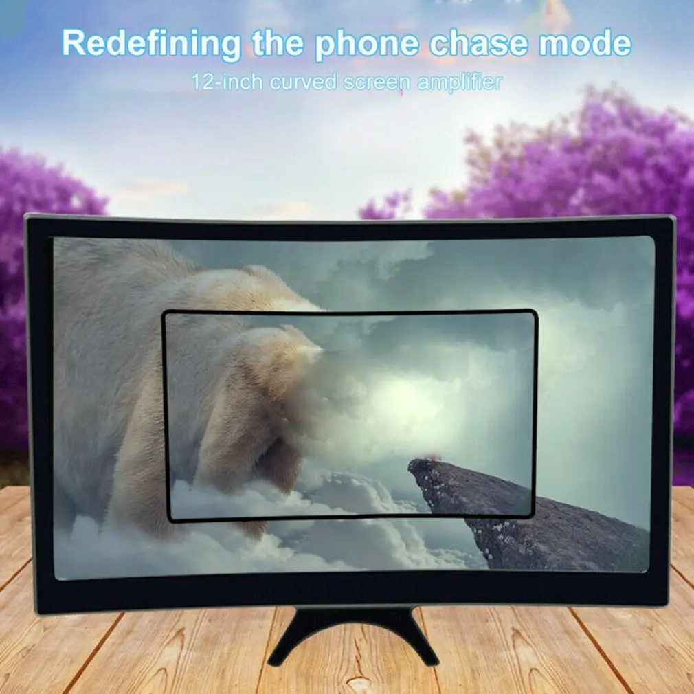 12 inch universal 3d mobile phone screen magnifier stereo speaker hd video amplifier smartphone stand hoder leshp desk free global shipping