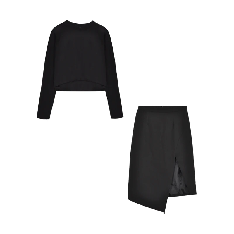 

High Waist Long Sleeve T-shirt Bag Hip Skirt Two-piece Women's Spring 2021 New Light Mature Style Fashion Foreign Style Suit