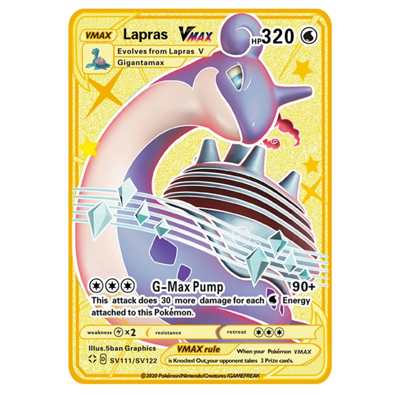 

2021 New Pokemon French Metal Cards Game Anime Battle Card Gold Charizard Pikachu Collection Card Action Figure Model Child Toys