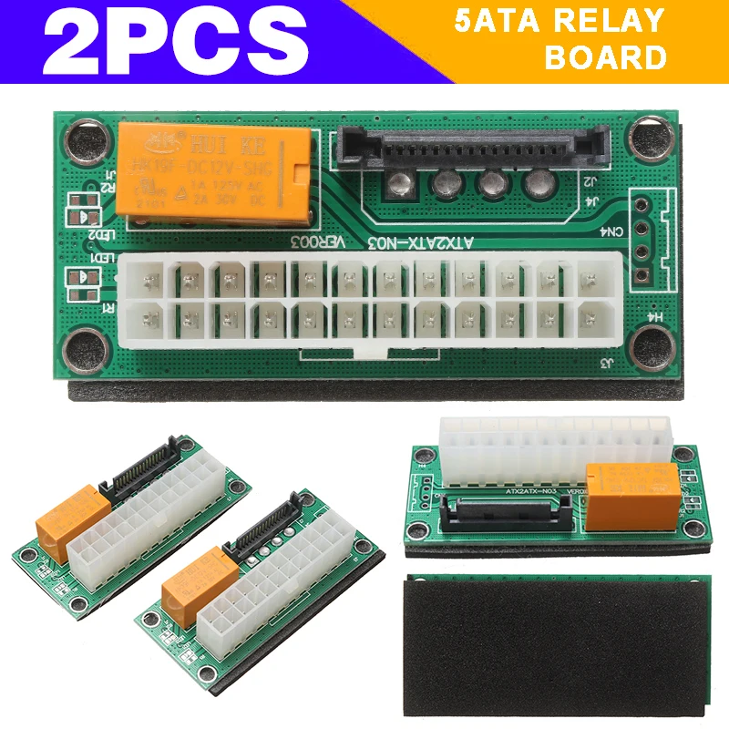 

Mayitr 2pcs High Quality ATX 24-Pin to SATA Dual Power Supply Adapter Card 18AWG 12V Multi Power Synchronous Cable