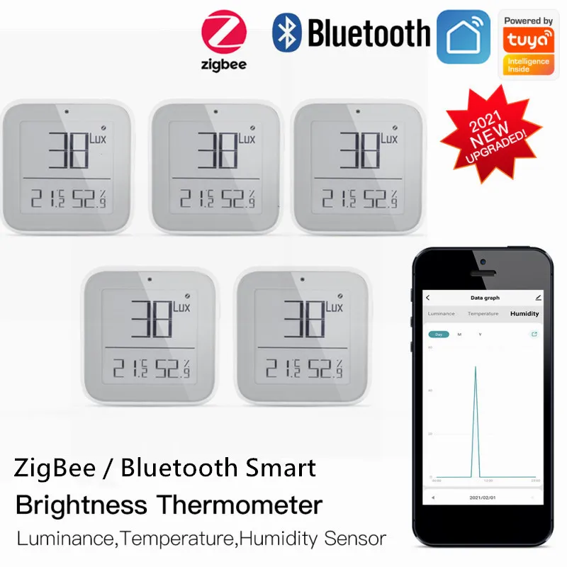 

Tuya Smart App Alexa Управление Смарт ZigBee, Bluetooth сетки Яркость легкий термометр Температура детектор влажности Сенсор