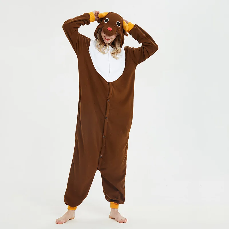 Пижама-кигуруми в виде рождественского оленя комбинезон животных для взрослых