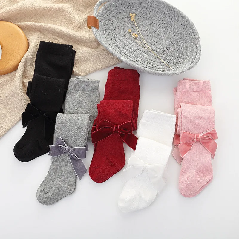 Осень 2019 леггинсы для девочек в Испании хлопковые качественные колготки с бантом