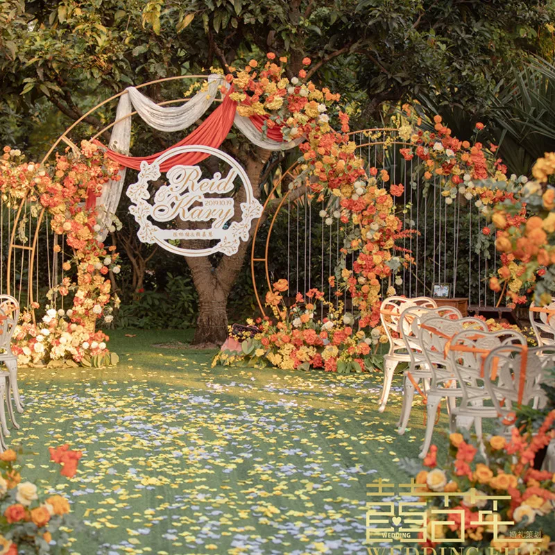 Открытый Свадебный Арка свадебный фон Двойной арки цветок стенд вечерние