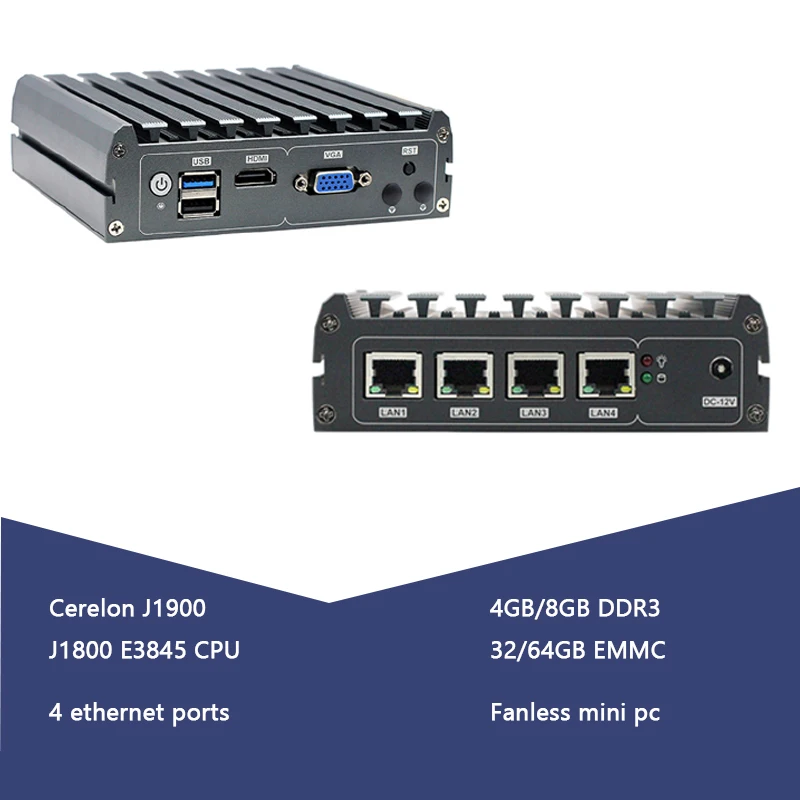 Мини-сервер Cerelon J1900 J1800 4G DDR3 + 32/64 ГБ EMMC linux 4 порта ethernet | Компьютеры и офис