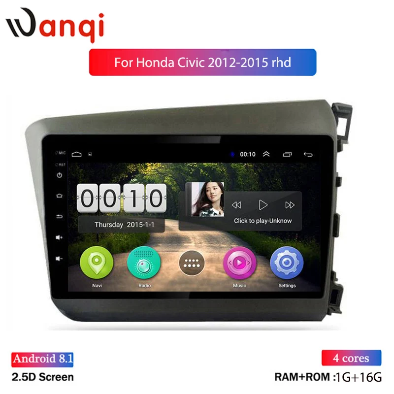 10 1 дюймов Android 8 автомобильное радио для 2012 2015 Honda Civic RHD четырехъядерный HD Tochscreen GPS