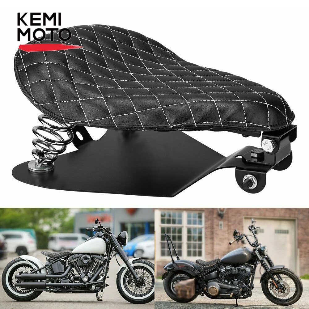

KEMIMOTO Motorcycle Solo Seat Spring Base Plate for Sportster 883 Dyna Bobber Chopper Leather Steel Springs Custom Black New