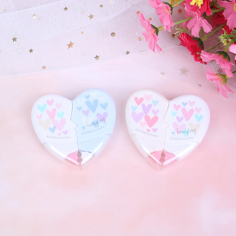 

Love Heart Correction Tape Kawaii Student Stationery Office School Supplies 2 Pcs/set