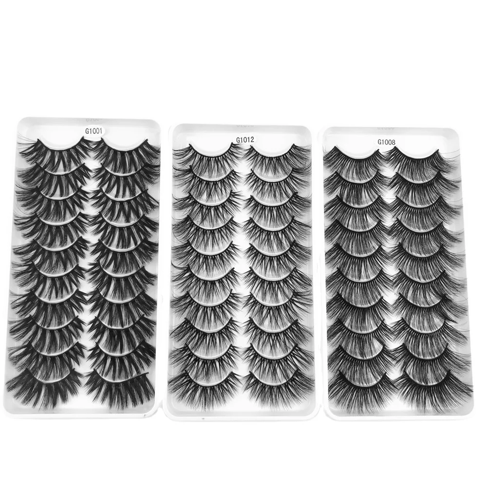 

10 Pairs 3D Mink False Eyelashes Wispy Cross Fluffy Extension Lashes Thick Fake Lashes Luxury HandMade Volume Lashes Extension