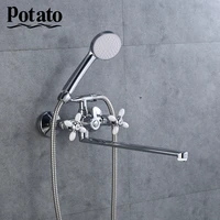 Potato Bathroom Shower Faucet Colors Bright Mordern Long Nose Hot And Cold Water Mix With Shower Head Shower Set p2771-