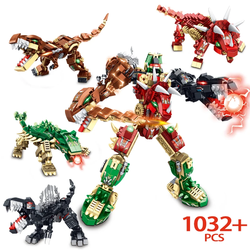 

4 in 1 Technical City Mechanical Morph Dinosaur Robot Building Blocks Friends Creative Tyrannosaurus Bricks Toys For Children