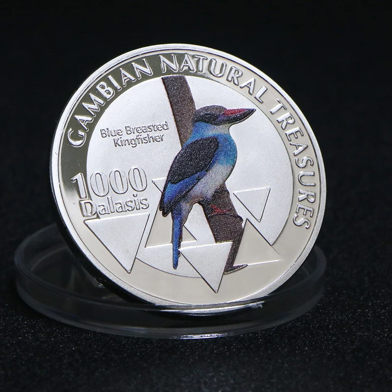 Памятная монета Kingfisher с синей полосой из Западноафриканского Гамбии Защита