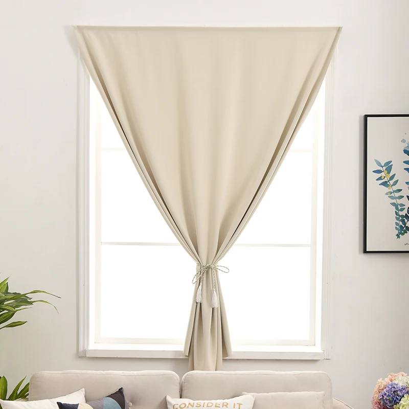 

No Drilling Velcro Shading Curtains Living Room Bedroom Beige Home Decor Window Door Curtain Easy Install Drapes Blinds