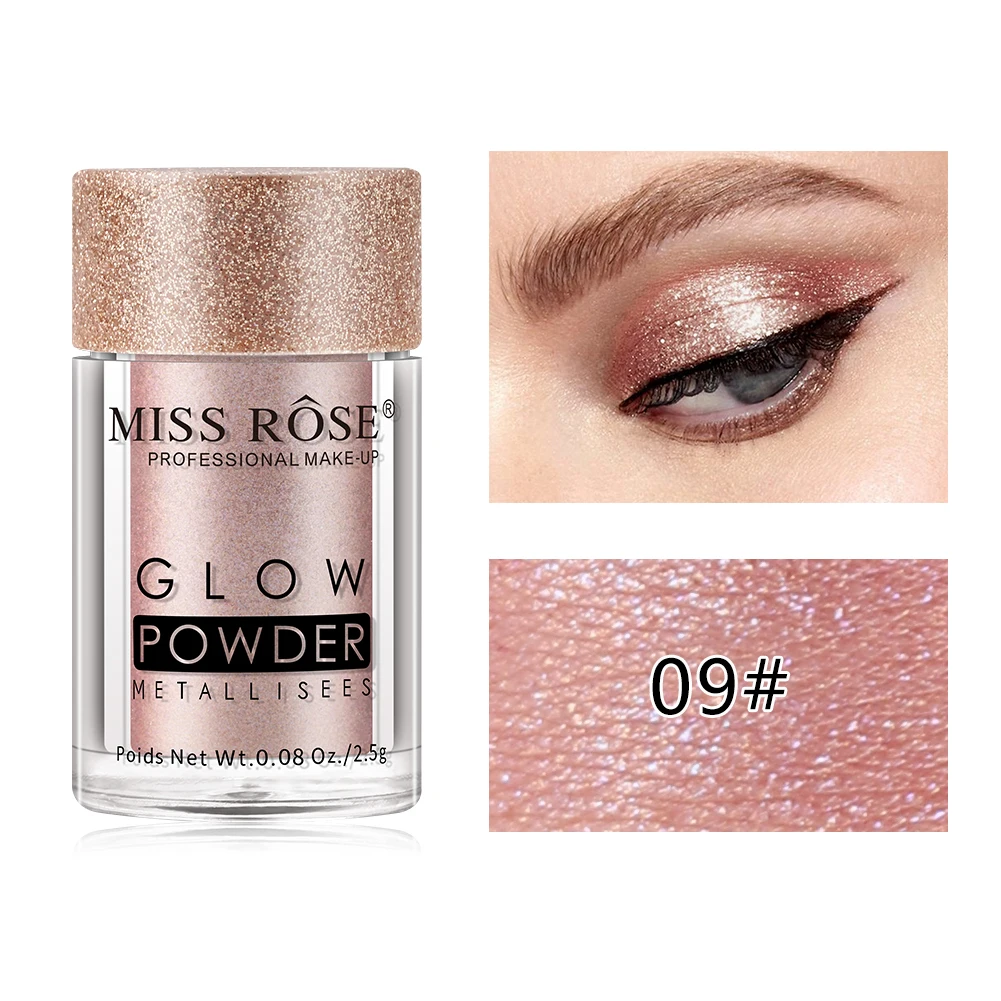 09 MISS ROSE, блестящие тени для век, рассыпчатая пудра, блестящий хайлайтер, матовые тени для век, пигментная пудра, мерцающие тени для век, косметика TSLM1 - Цвет: 09