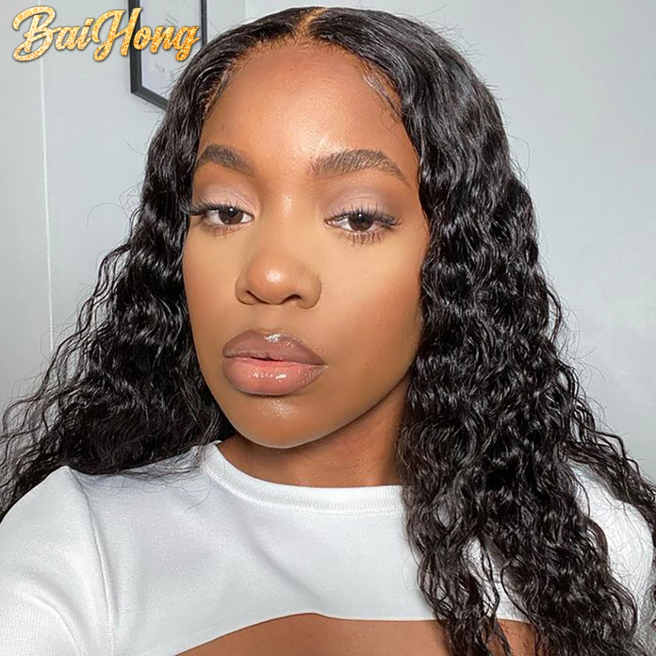 

Deep Wave Human Hair Bundles With Closure Brazilian Weave With 4x4 Lace Closure Natural Curly Hair Extensions Bundles BAIHONG