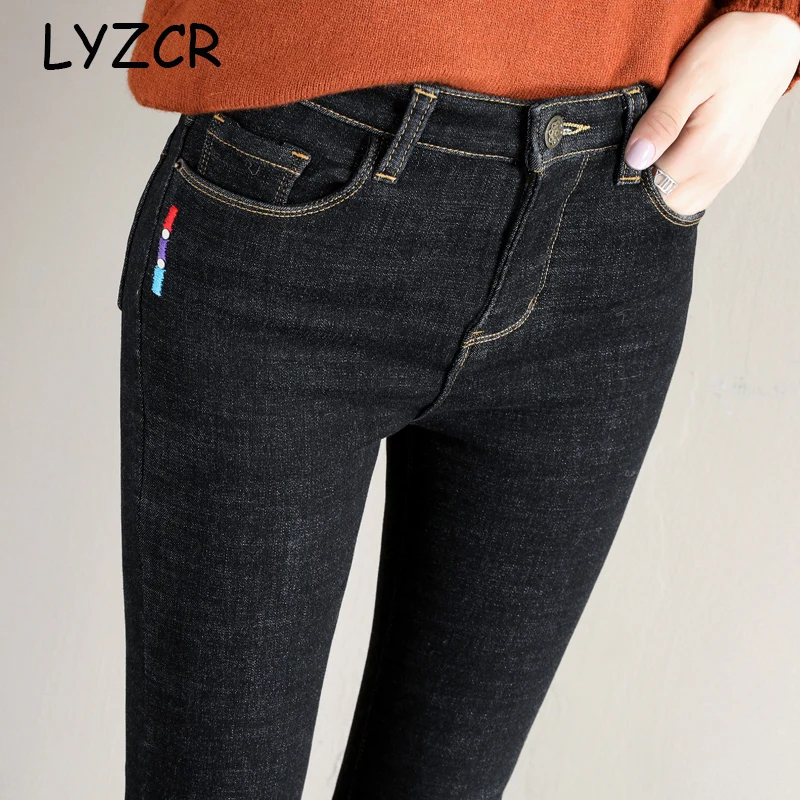 Обтягивающие толстые теплые флисовые джинсы для женщин зимние утепленные