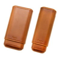 new genuine leather cedar wood cigar case outdoor 23 tubes travel humidor cigar box brown cigars case portable for cohiba