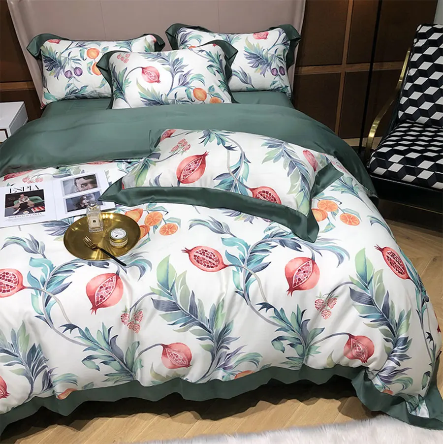 Винтаж украшенное пасторальным цветком комплект постельного белья для девочек