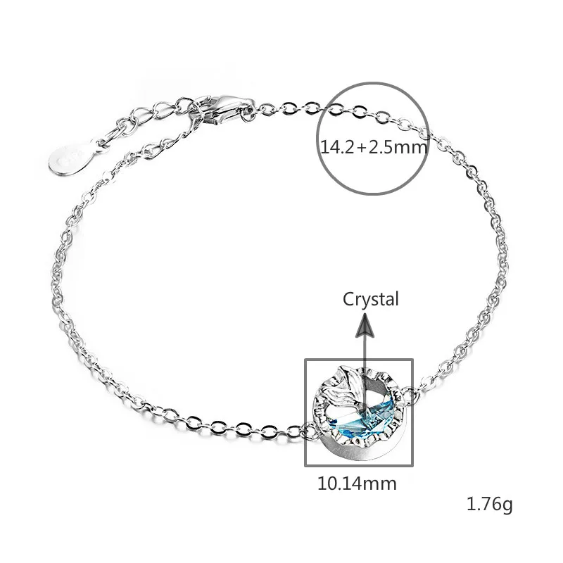 Женский браслет из серебра 925 пробы с синим кристаллом | Украшения и аксессуары