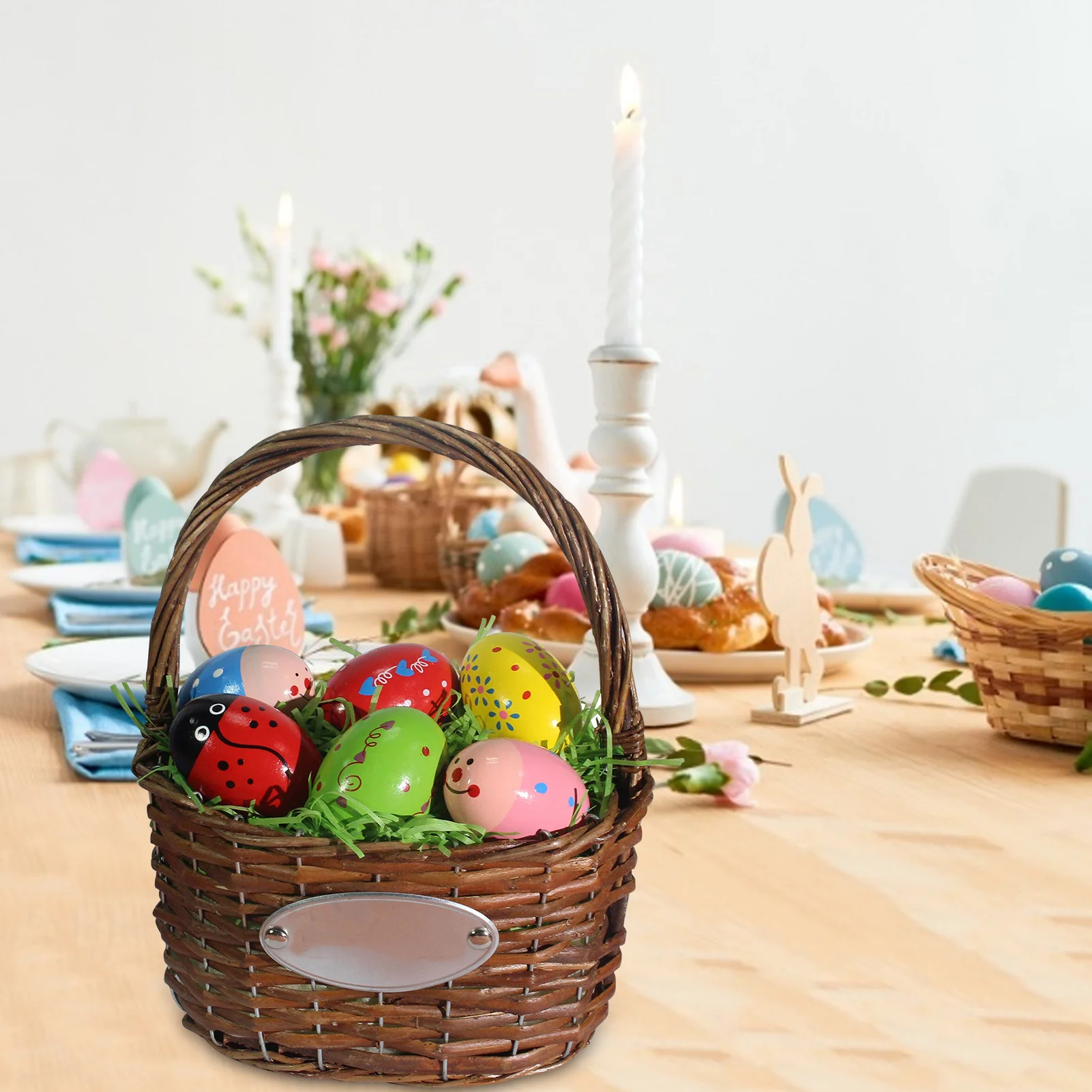 

Colourful Easter Egg Kid Printed Pastel Wooden Musical Egg Safe Maracas Eggs Shaker Toy For Kids Child DIY Educational Toys