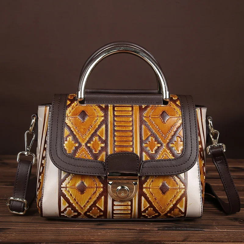 

Leisure Chic High Quality Embossed Versatile Women's Bags 2021 Summer Handmade Large Capacity Cowhide Leisure Chic Shoulder Bags