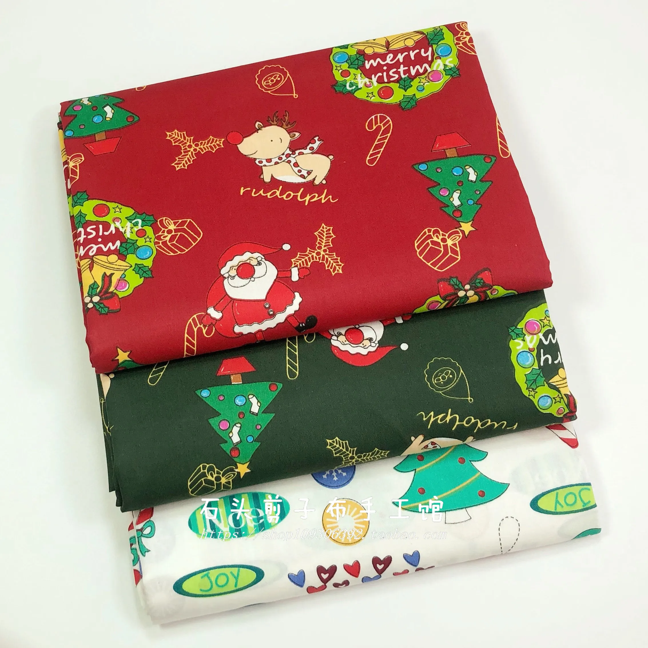 

160x50cm Christmas Tree Santa Claus Twill Cotton Sewing Fabric Making Bedding Handmade DIY Home Decoration Cloth