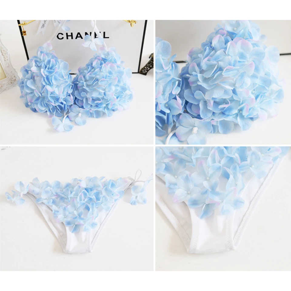 

Two Piece Brazilian Biquini Suit Summer Flowers Sweet Solid Beachwear Beach Outfit Suit 2 Piece Sets Beach Pants Shorts
