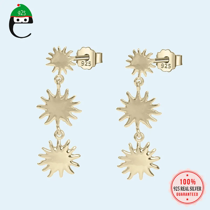 Солнцезащитные серьги в виде цветка 100% Стерлинговое Серебро 925 пробы женские