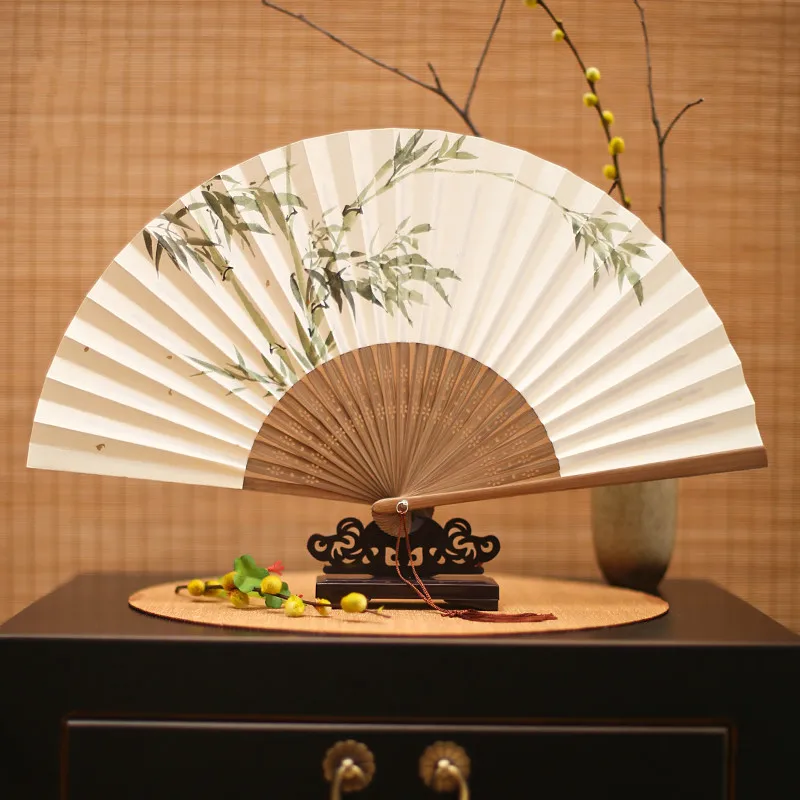 

Japanese Style Hand Painted Paper Fan 21.5*41cm Ventilador Classical Gift Fans Small Summer Portable Bamboo Xuan Paper Hand Fan