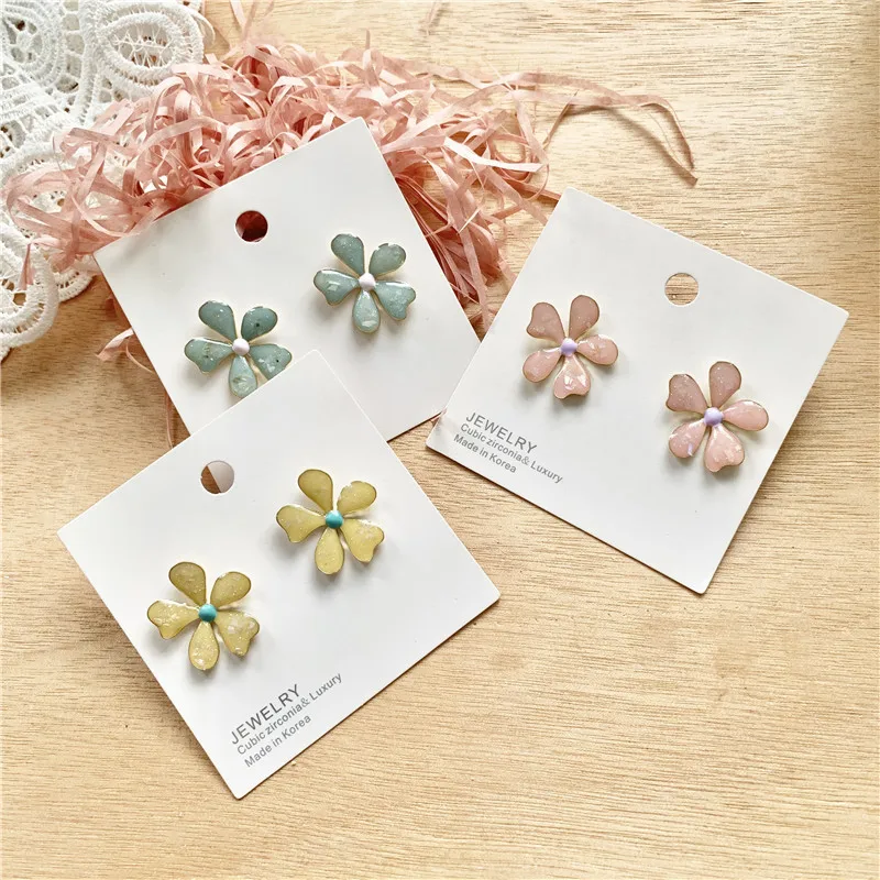 

Fashion Sweet Pink Flower Drop Earrings Korean Cute Blue Petal Pendent Earrings for Women Girls Kids Ear Jewelry Gift Wholesale