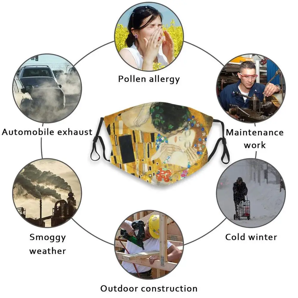 

Gustav Klimt The Kiss Custom Design For Adult Kids Anti Dust Filter Diy Cute Print Washable Mask Gustav Klimt Klimt