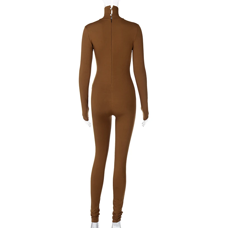 

Angels Secret 2020 Long Sleeve Solid Turtleneck Skinny Bodycon Jumpsuit Autumn Winter Women Fashion Casual Romper AG30444