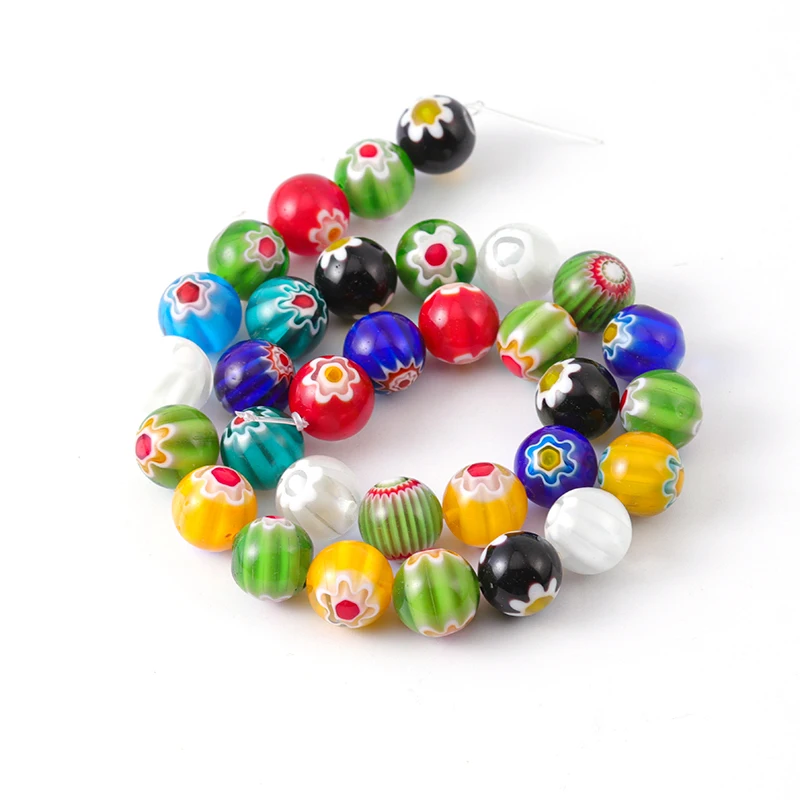 

1 String Of Bohemia Colored Pattern Glass Beads Big Round Loose Beads DIY Bracelets Charms Necklace Beads For Jewelry Making