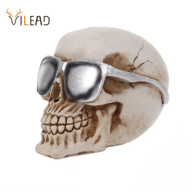 VILEAD 11 см смолы ремесло весело череп носить солнцезащитные очки украшения дома