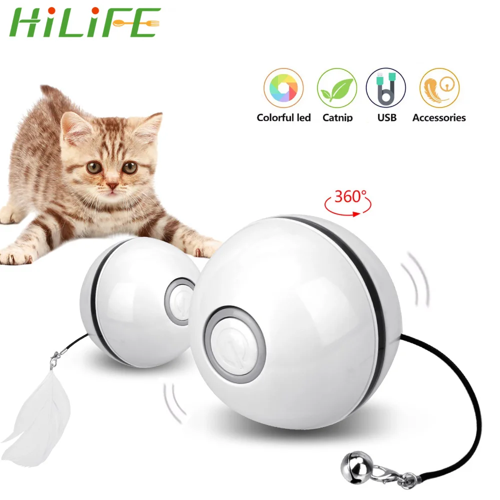 

HILIFE игрушки для кошек котенок кошка игрушки мяч интерактивные кошачьи светодиодные перьевые колокольчики само вращающиеся красочные авто...