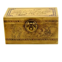 chinese old beijing treasure chest copper storage box brass boys play spring figure jewelry box