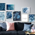 Синий одуванчик, роза, лист, море, фотокартина на холсте, скандинавские постеры и принты растений, настенные картины для декора гостиной
