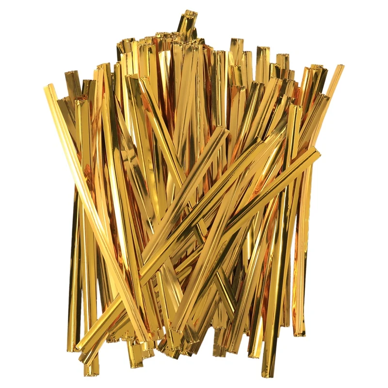 

Pack 100 Golden Iron Wire Fastener Twist Tie Bag Candy Cookie Lollipops