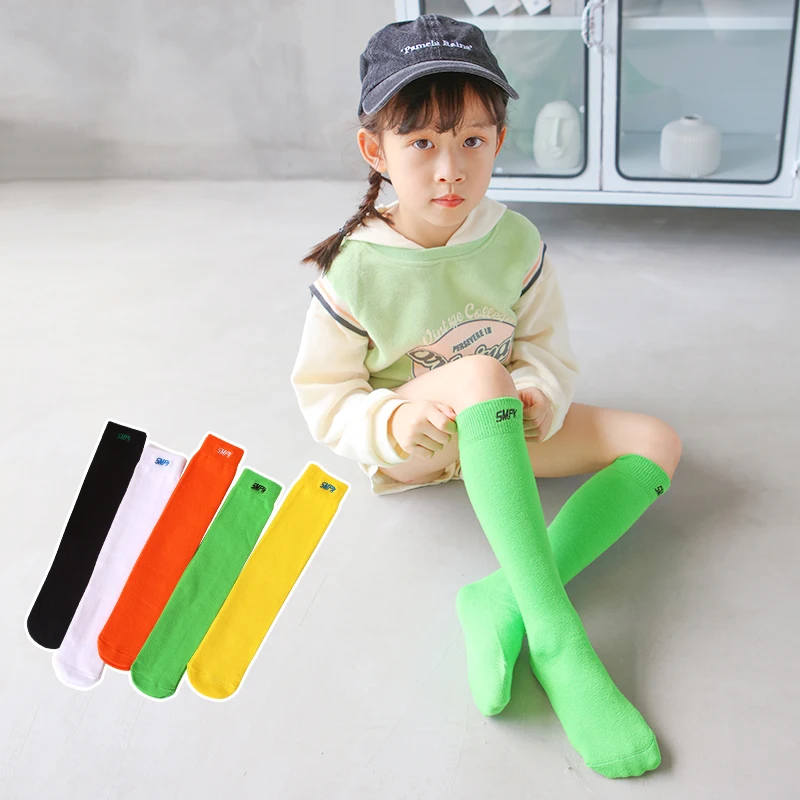 

Kids Girls cotton letter Embroidered over keen high socks Stripe baby infant Children Calf Spring Autumn Socks calcetines largos