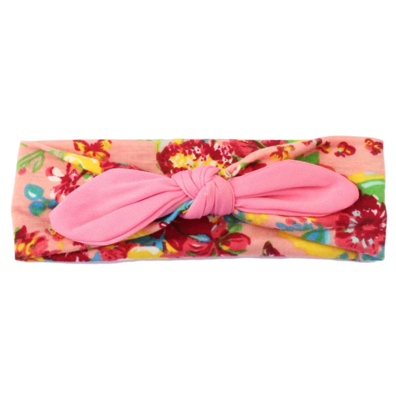 Новинка 1 шт. Детская повязка на голову с цветочным принтом и бантом для маленьких