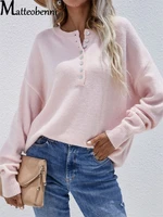 women pullover knitted sexy long sleeved v neck buttons women tops solid color 2021 spring autumn casual sweaters pullover blusa