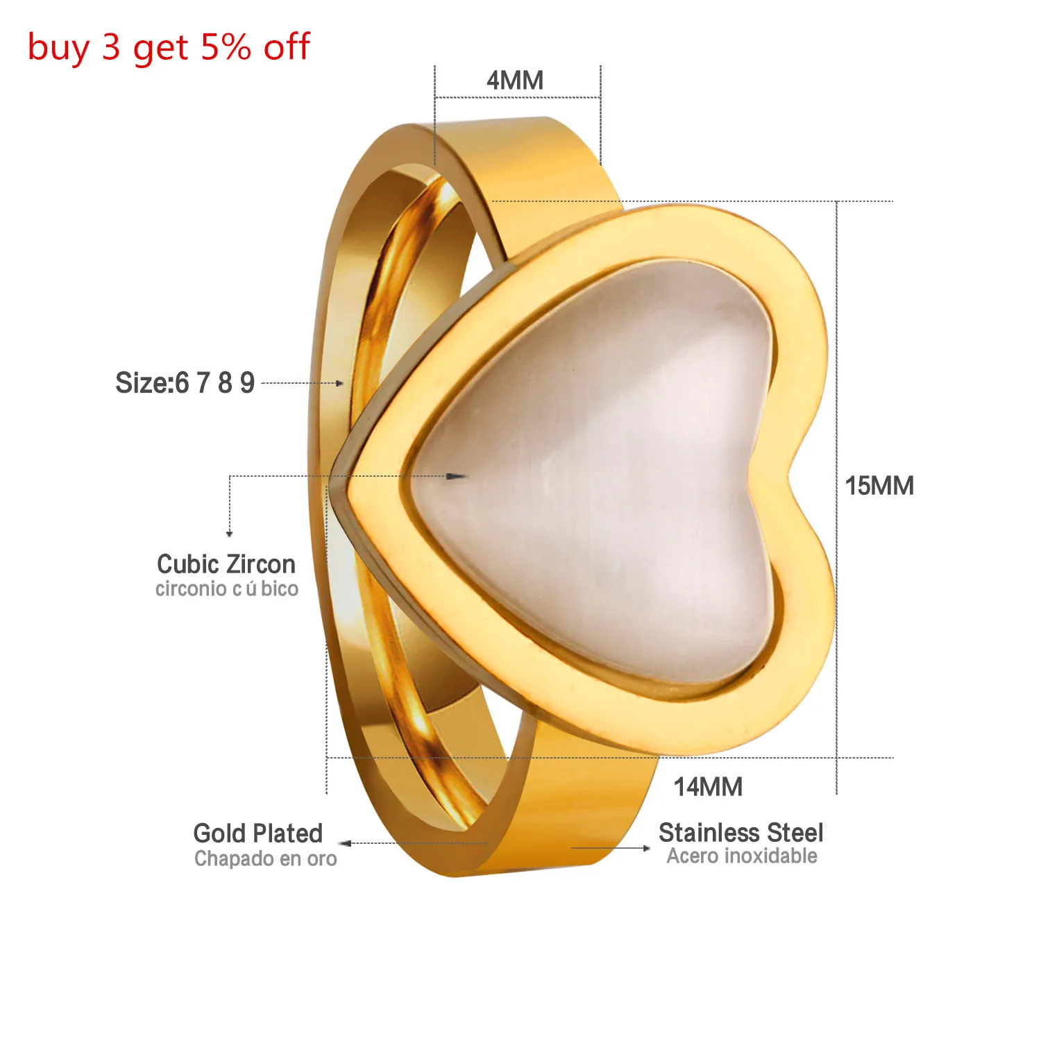 Роскошные винтажные кольца из нержавеющей стали в форме сердца опаловые