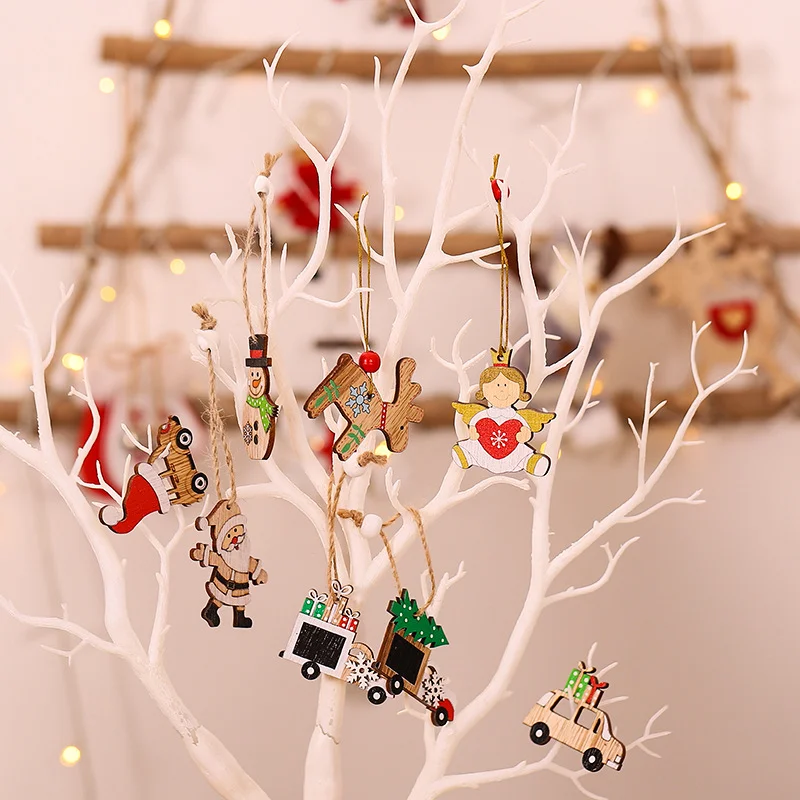 

12 шт., деревянные подвесные украшения для новогодней елки, рождественские украшения для дома, подарок для детей, новый год 2022