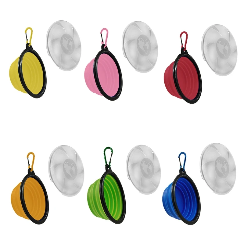 Складная Силиконовая миска для кормления питомцев кошек и собак дюйма с крышками