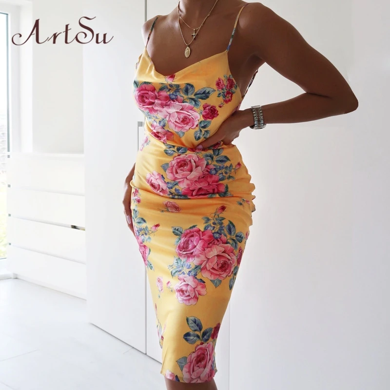 Женское платье с цветочным принтом Artsu богемное элегантное вечернее миди без
