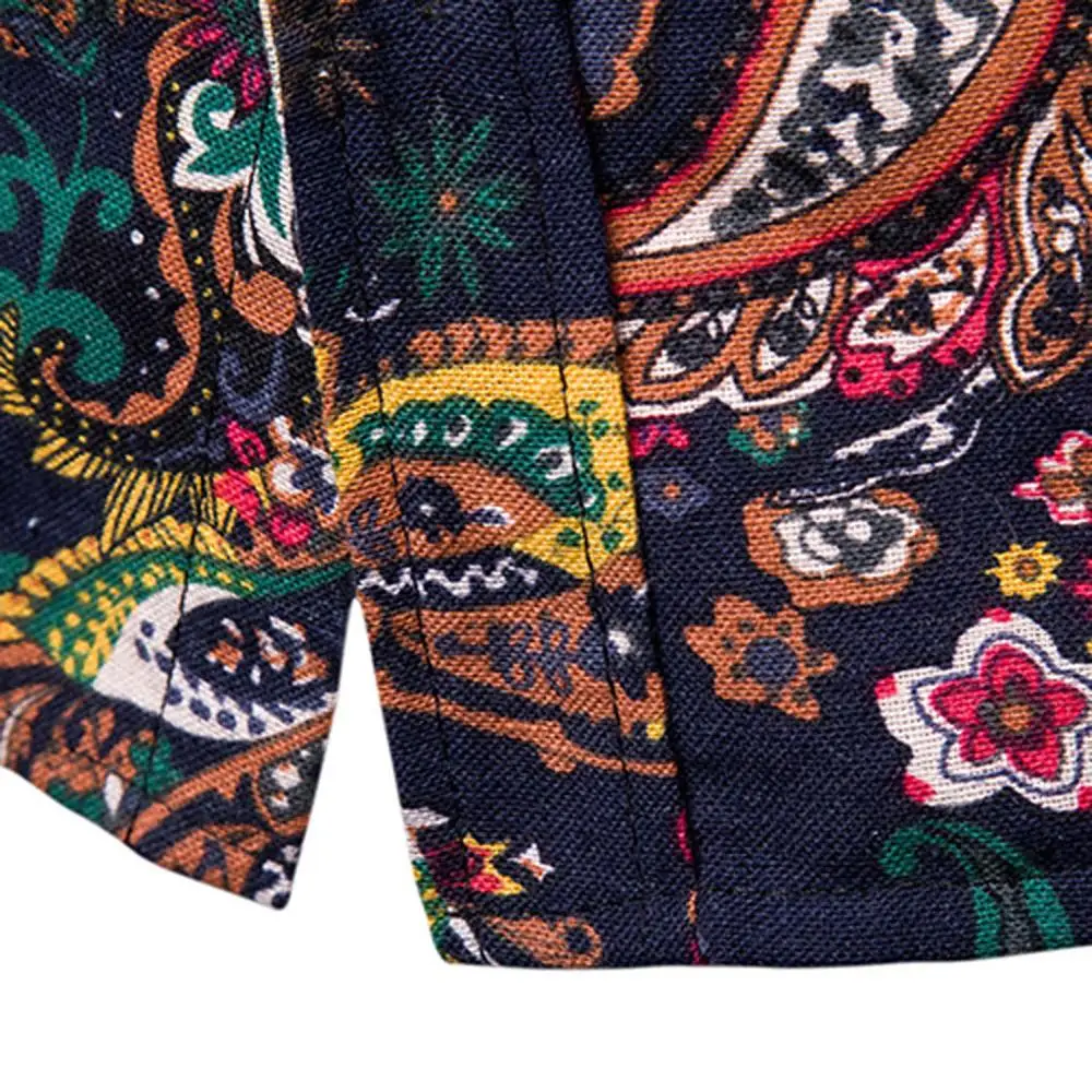 Рубашка мужская с принтом хлопок короткий рукав отложной воротник топ большие