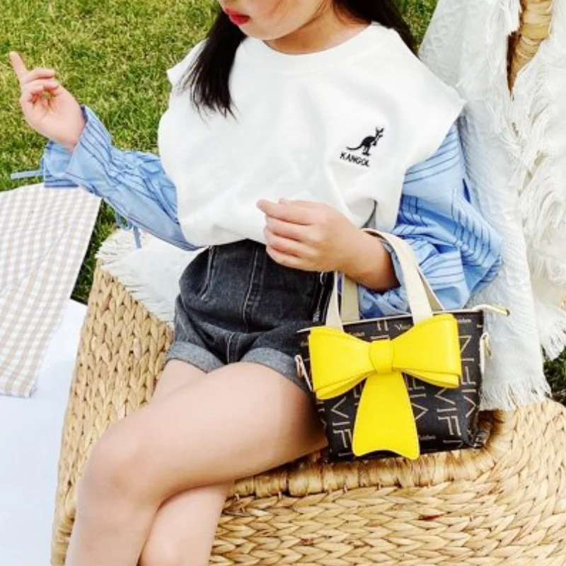 Children Small Bags Girls Fashion Messenger Bag 2022 Girls Princess Handbag Big Bow Shoulder Bag